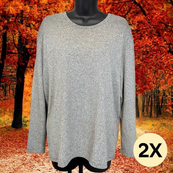 New Style & Co Women Plus Size Long Sleeve Top, Grey Heather, 2X - Picture 1 of 7